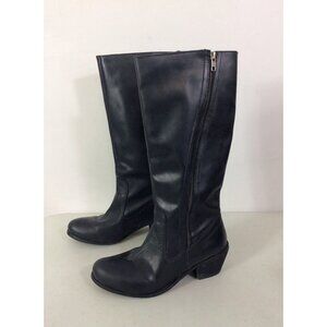 Mia Tall Leather Moto Boots Black Boho Womens 8.5